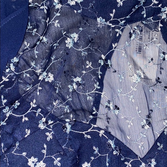 Blue Floral Embellished Midi Dress - Picture 3 of 5